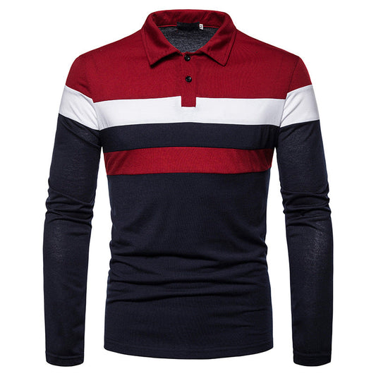 Men's Fashionable Casual Polo Collar Long Sleeve T-shirt