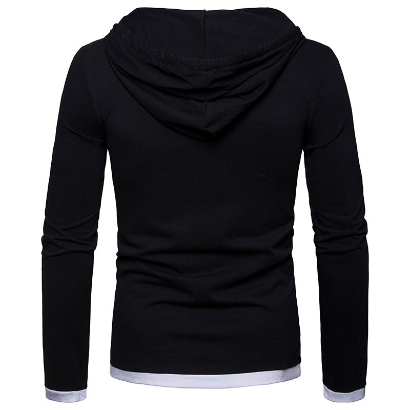 Fashion Men'S Hooded Long-Sleeve Stitching Sports Pullover Hoodie