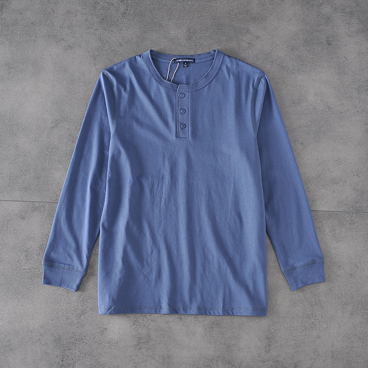 Pure Color Simple And Versatile Men'S Long-Sleeved T-Shirt