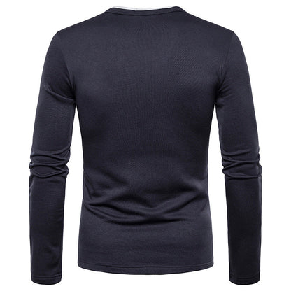 Men'S Plus Fleece Warm V-Neck Long-Sleeved T-Shirt