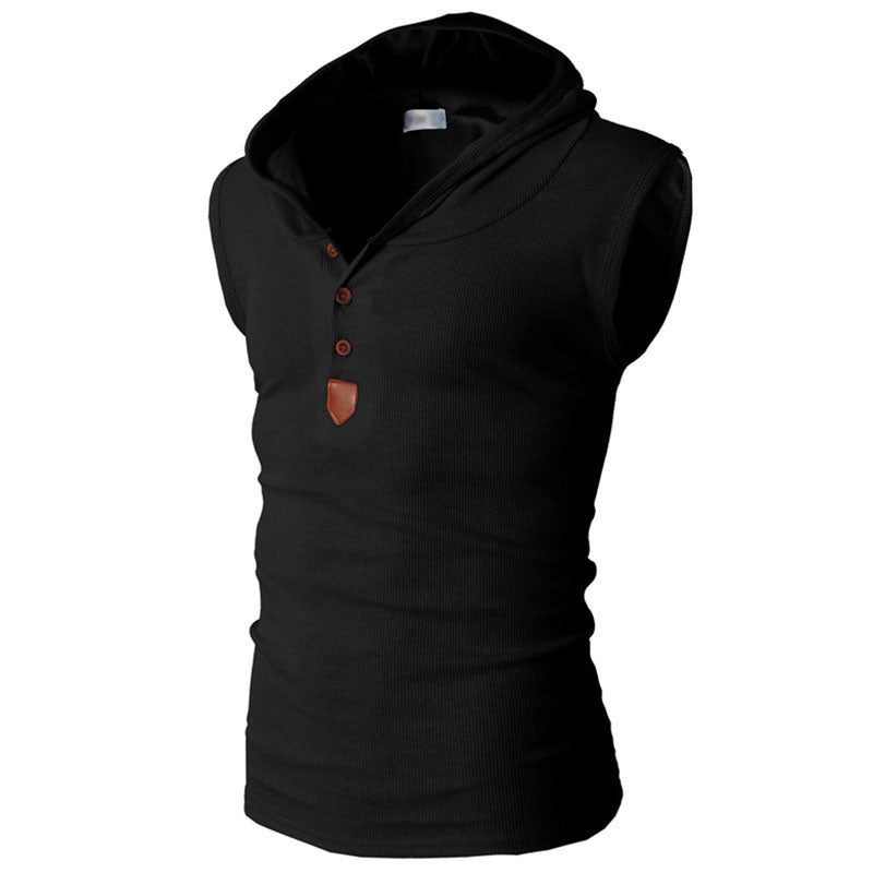 Fashion Men'S Hooded Casual Solid Color Vest
