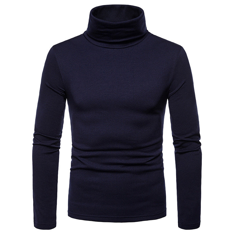 Men'S Plus Velvet Warm High Neck Long Sleeve T-Shirt Bottoming Shirt