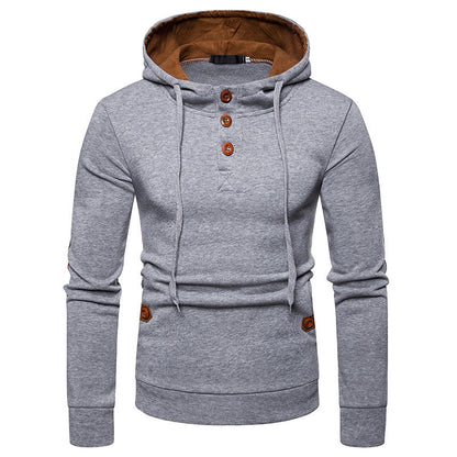 Men'S Suede Color Matching Hooded Sweater Jacket