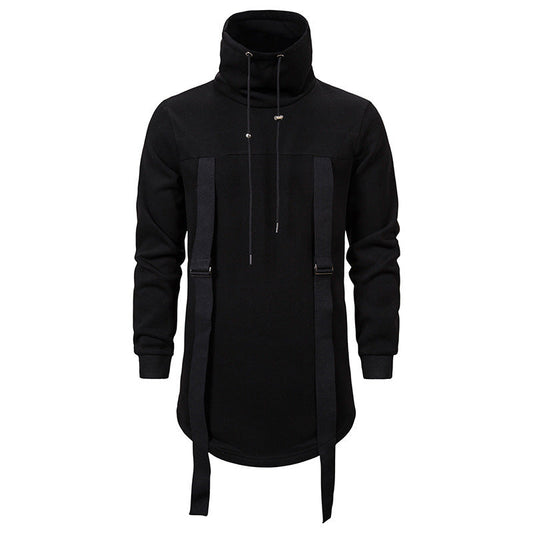 Men'S High Collar Dark Long Loose Coat