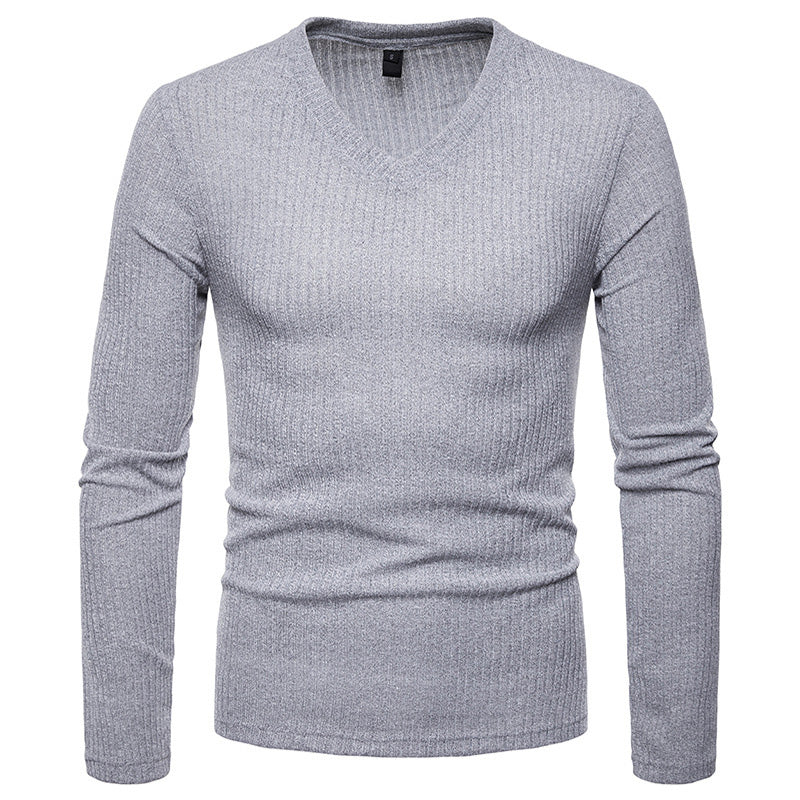 Men'S Plus Size V-Neck Long-Sleeved T-Shirt Bottoming Shirt