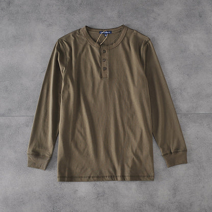 Pure Color Simple And Versatile Men'S Long-Sleeved T-Shirt