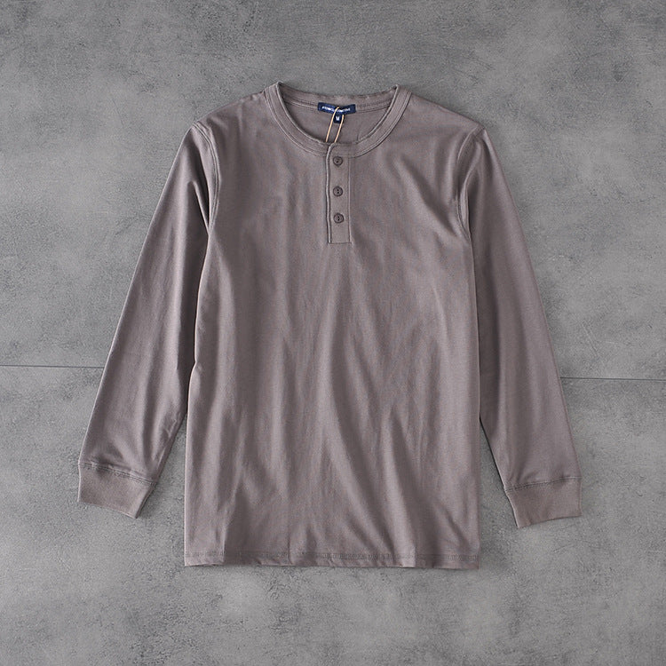 Pure Color Simple And Versatile Men'S Long-Sleeved T-Shirt