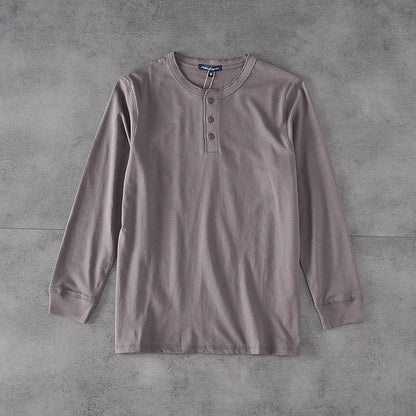 Pure Color Simple And Versatile Men'S Long-Sleeved T-Shirt