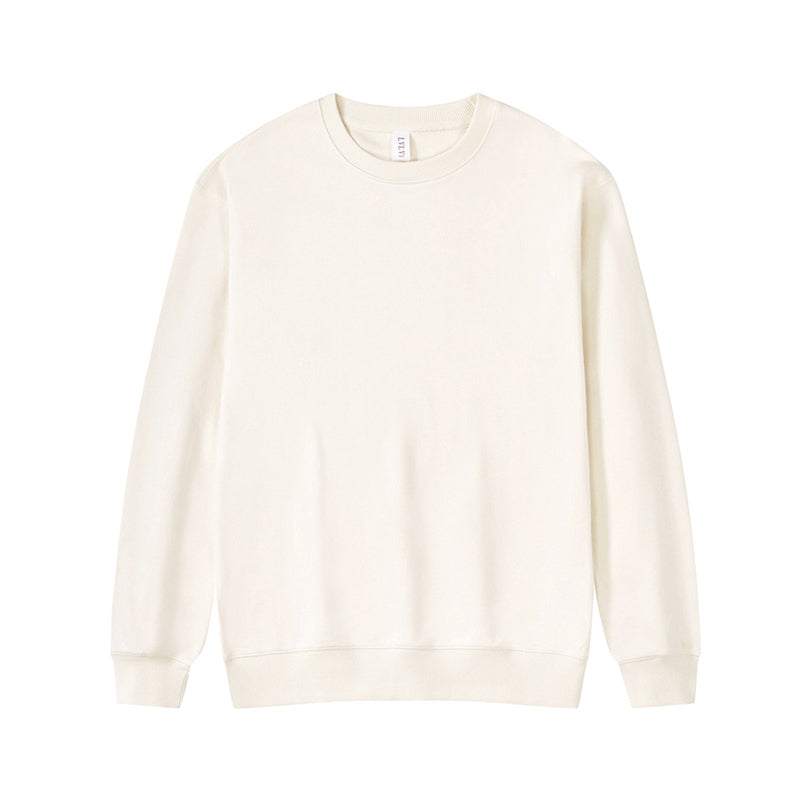 Spring And Autumn Pure Cotton Round Neck Men'S Solid Color Loose Pullover