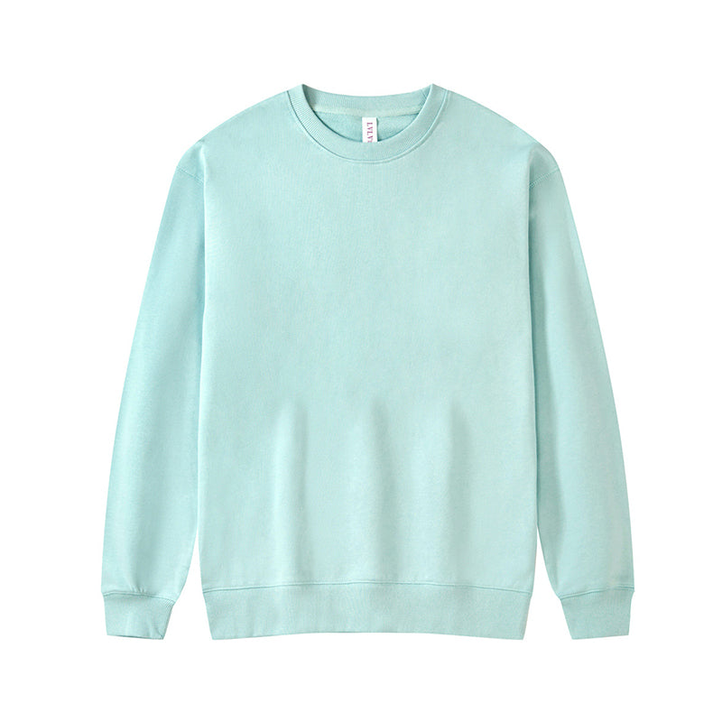 Spring And Autumn Pure Cotton Round Neck Men'S Solid Color Loose Pullover